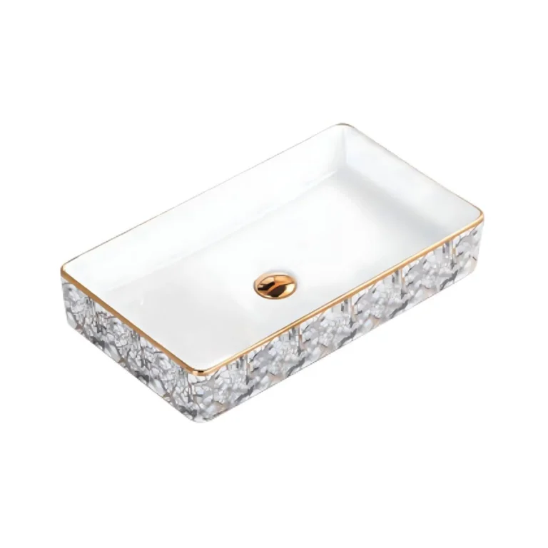 A107B-46 New colorful Golden Decorative Counter Top Basin