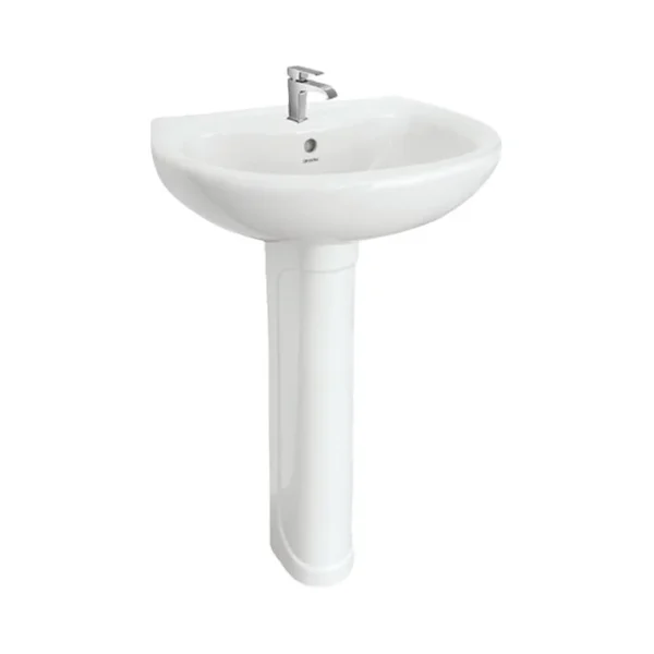 CHARU CM121 ALPINE WHITE WASH BASIN WITH PEDESTAL