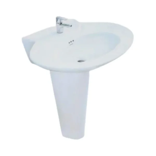 CHARU CM135 ALPINE WHITE WASH BASIN WITH PEDESTAL