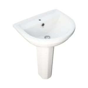MARINA 50CM ALPINE WHITE WASH BASIN WITH PEDESTAL