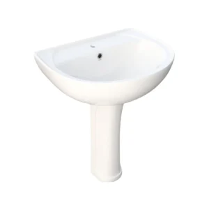 ORIANA 50CM ALPINE WHITE WASH BASIN WITH PEDESTAL