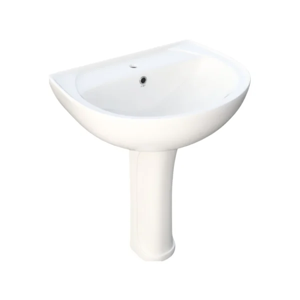 ORIANA 50CM ALPINE WHITE WASH BASIN WITH PEDESTAL