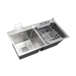 8245 32"X18"X9" INCH HIGH QUALITY LUXURY SINK HANDMADE DOUBLE BOWL - Image 2