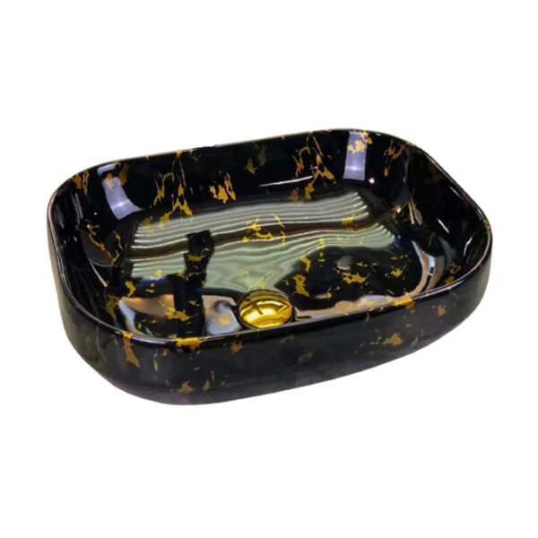 A957 Black Golden Decorative Counter Top Basin