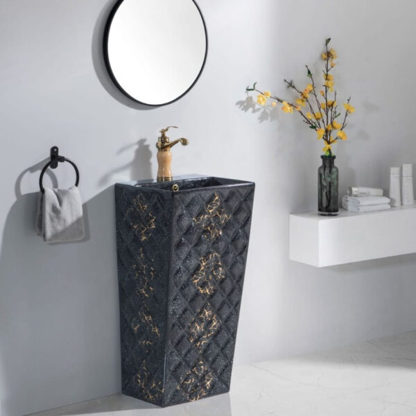 DECORATIVE DRUM BASIN D404C-BKG