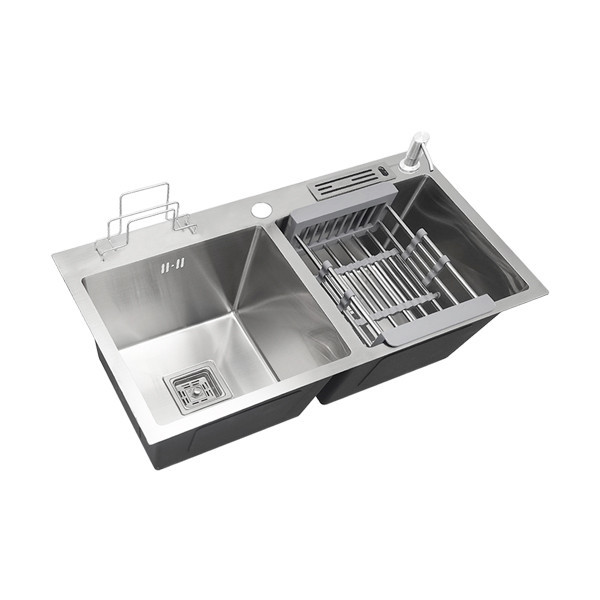 8245 32"X18"X9" INCH HIGH QUALITY LUXURY SINK HANDMADE DOUBLE BOWL